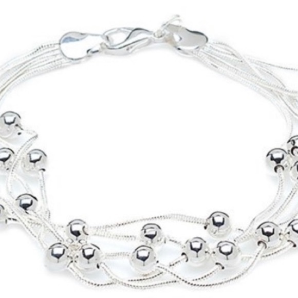 Silvertone Snake-Ball Chain Bracelet - Picture 1 of 2